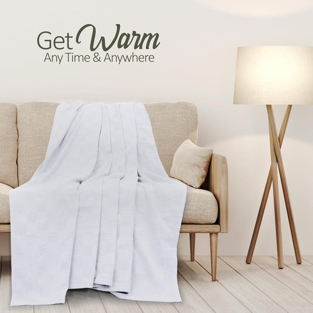 שמיכת כותנה 100% אפורה מבית Cozy Haven — 350 GSM, אריגה קלילה