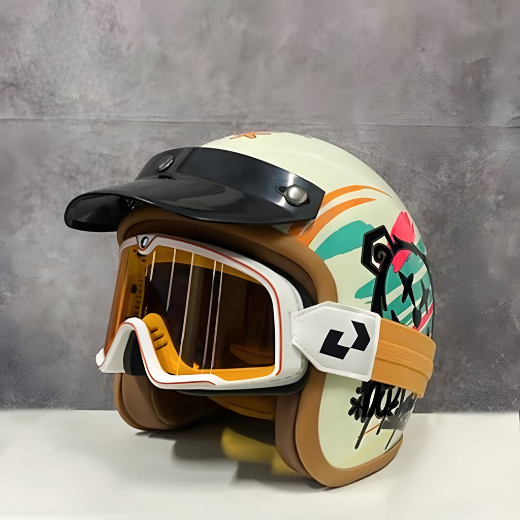 NOSPEAK Retro Motorcycle Helmet + 1 Goggles free - Meowbutter