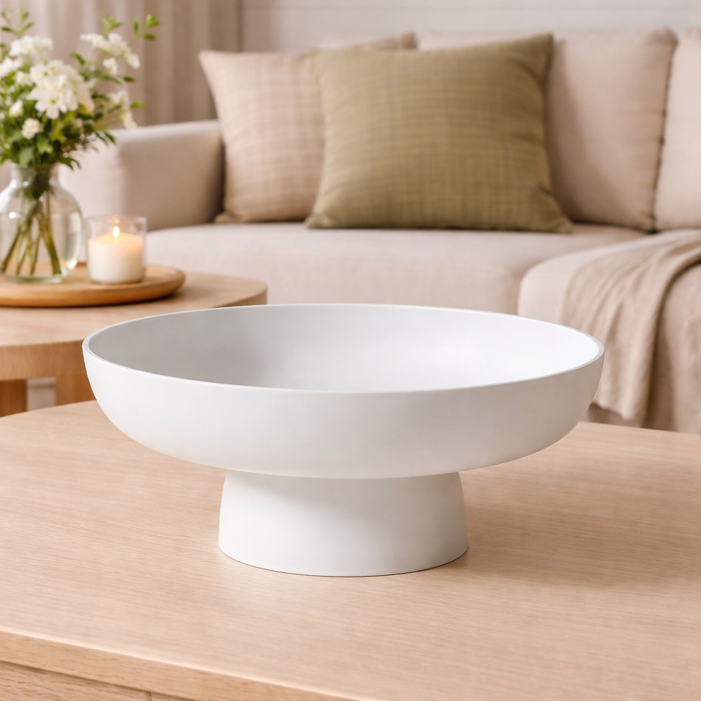 Retro Ceramic Fruit Bowl — Elevated Pedestal Base