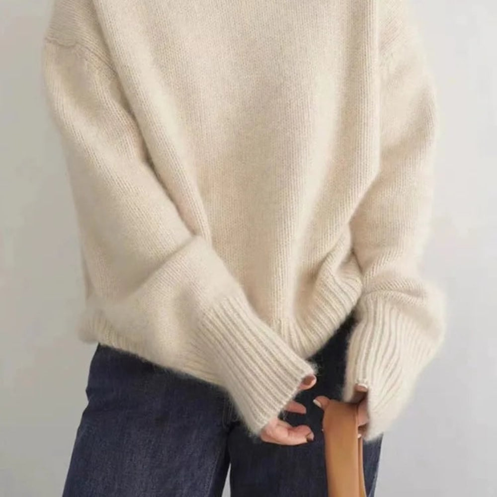 Fein gestrickter Kaschmir-Rollkragenpullover für Damen