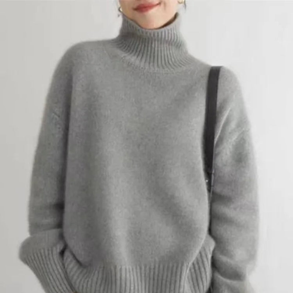 Fein gestrickter Kaschmir-Rollkragenpullover für Damen