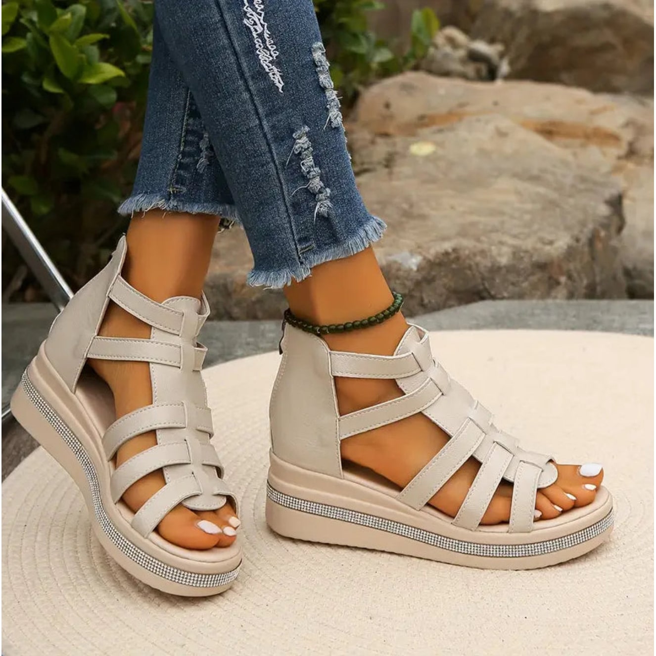Women's Sandals Platform Wedge Open Toe Adjustable Strap Shoes | Meowbutter