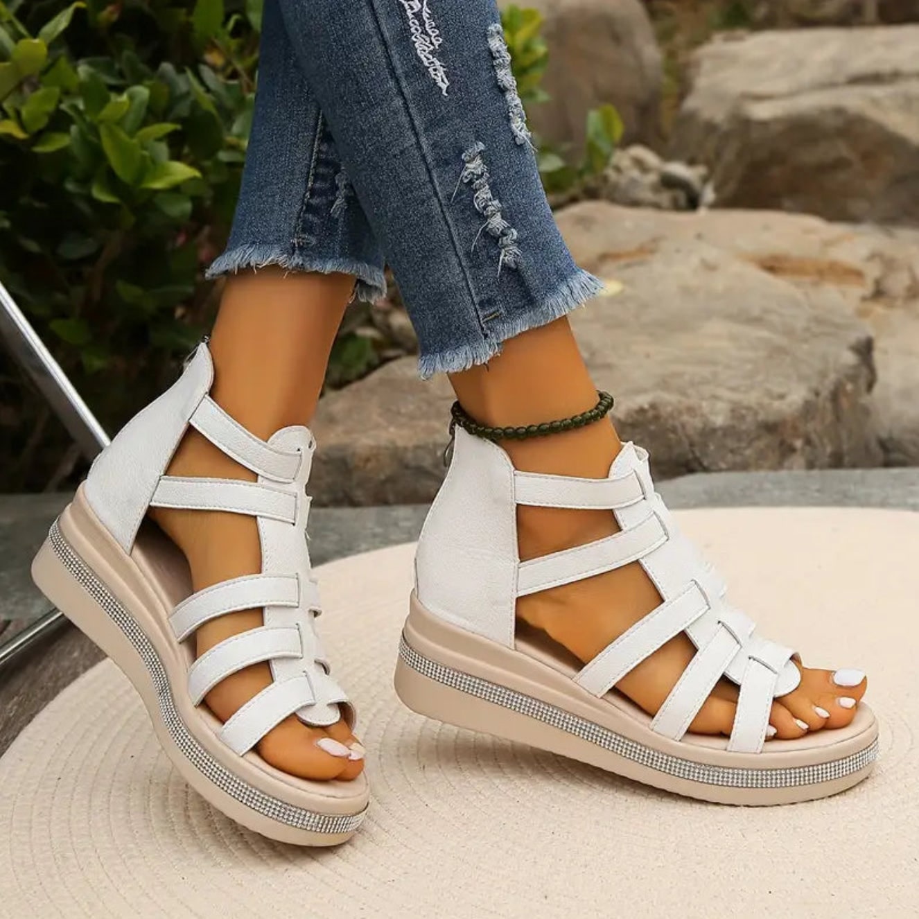 Women's Sandals Platform Wedge Open Toe Adjustable Strap Shoes | Meowbutter