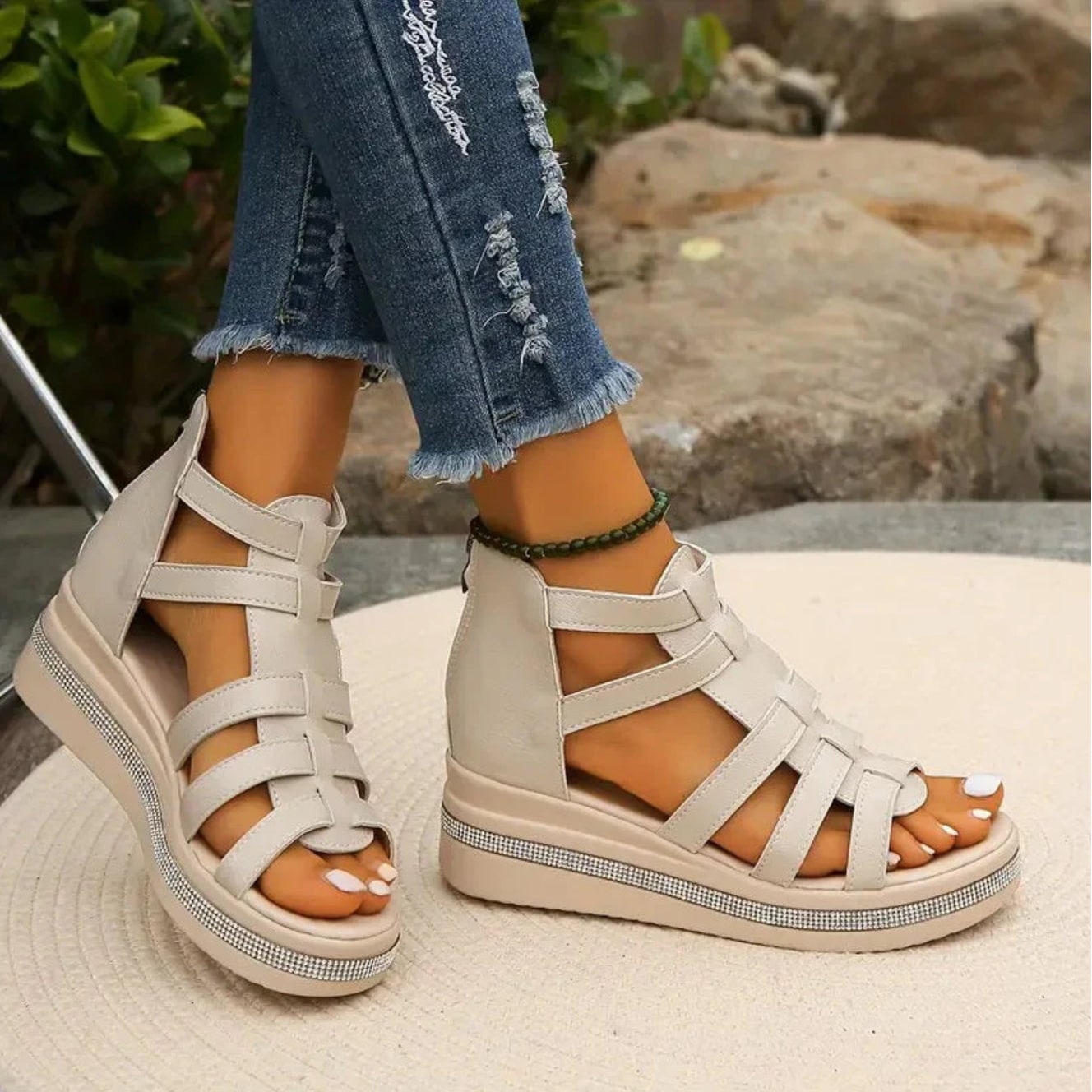 Women's Sandals Platform Wedge Open Toe Adjustable Strap Shoes | Meowbutter