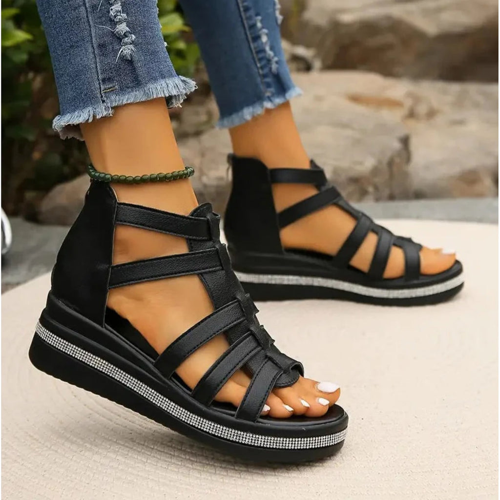 Women's Sandals Platform Wedge Open Toe Adjustable Strap Shoes | Meowbutter