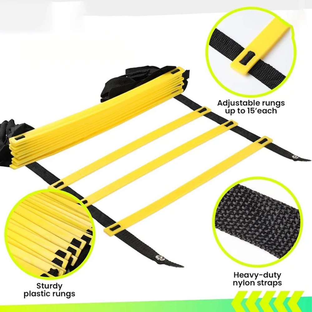 World Cup Football Agility Ladder — Heavy-Duty Nylon Webbing, Flexible Cross-Rungs
