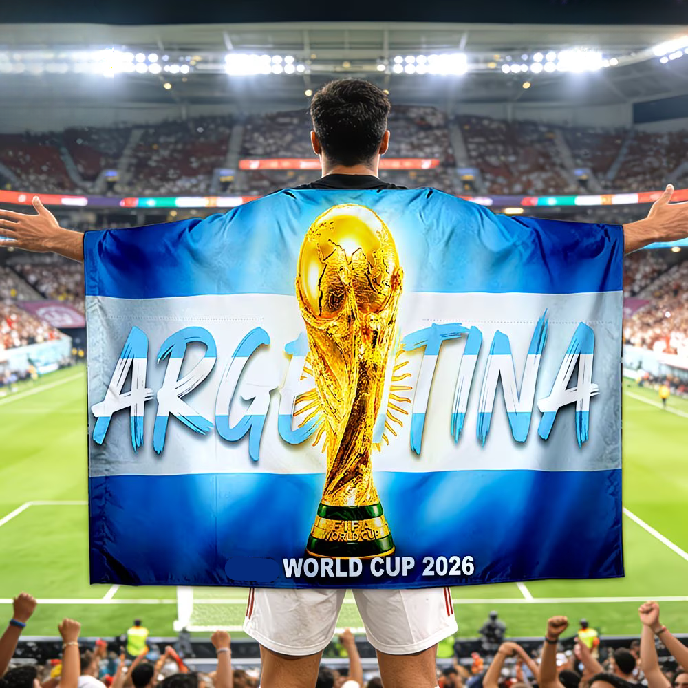 Argentina World Cup Flag Cape — Oversized Textile Banner and Convertible Shawl