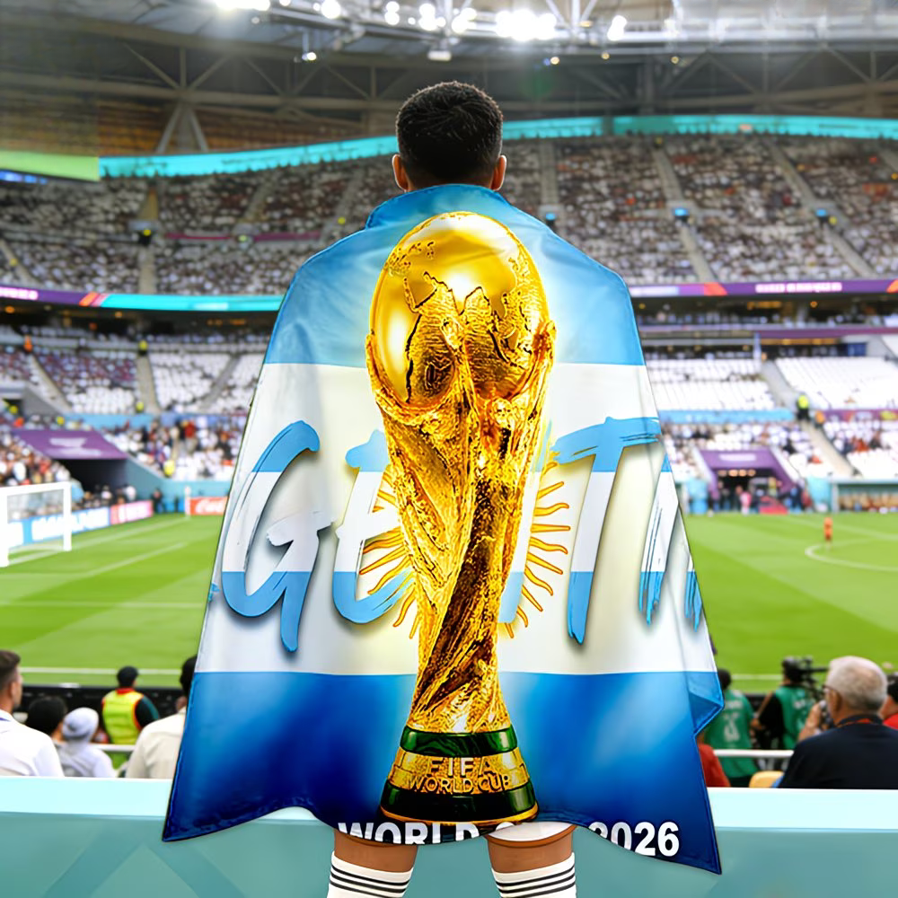 Argentina World Cup Flag Cape — Oversized Textile Banner and Convertible Shawl