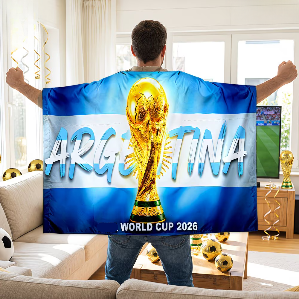 Argentina World Cup Flag Cape — Oversized Textile Banner and Convertible Shawl