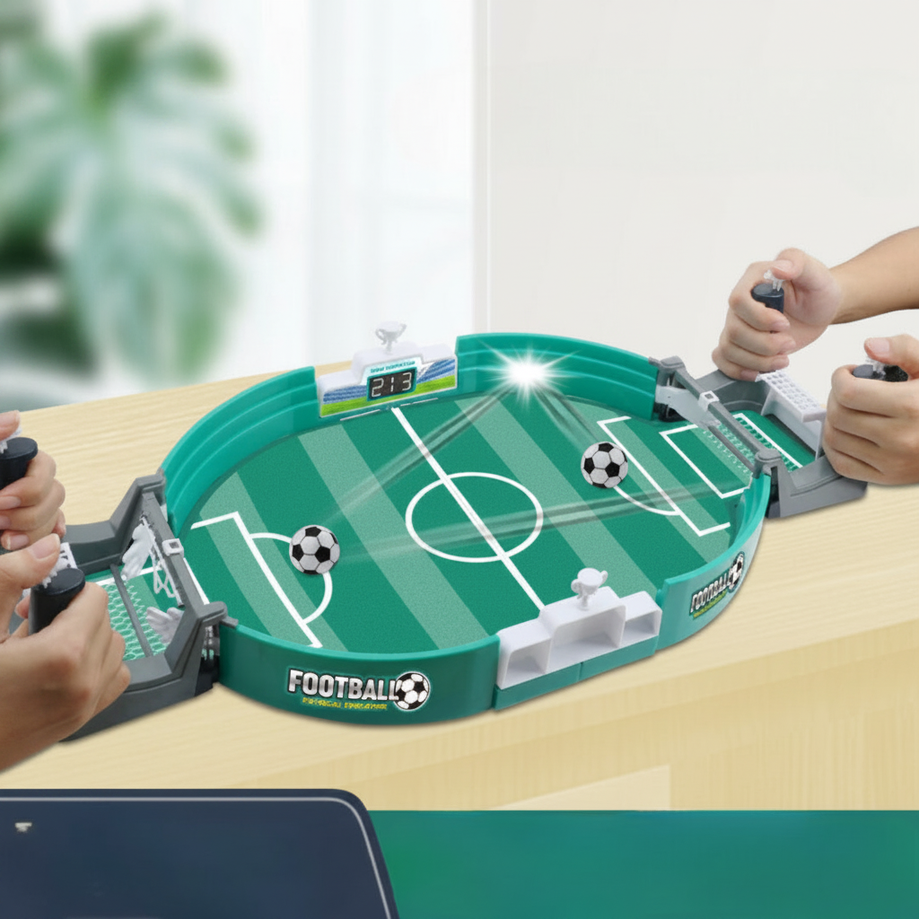World Cup Compact Arcade Soccer Desk Set — 2-Player Interactive Football Console