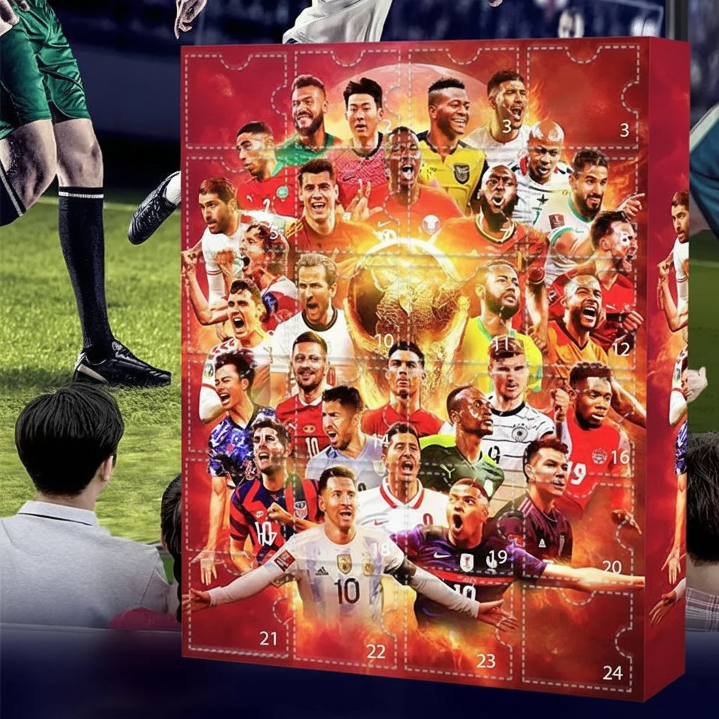 World Cup Advent Calendar — Football Themed Daily Compartments, Mini Rings & Whistles