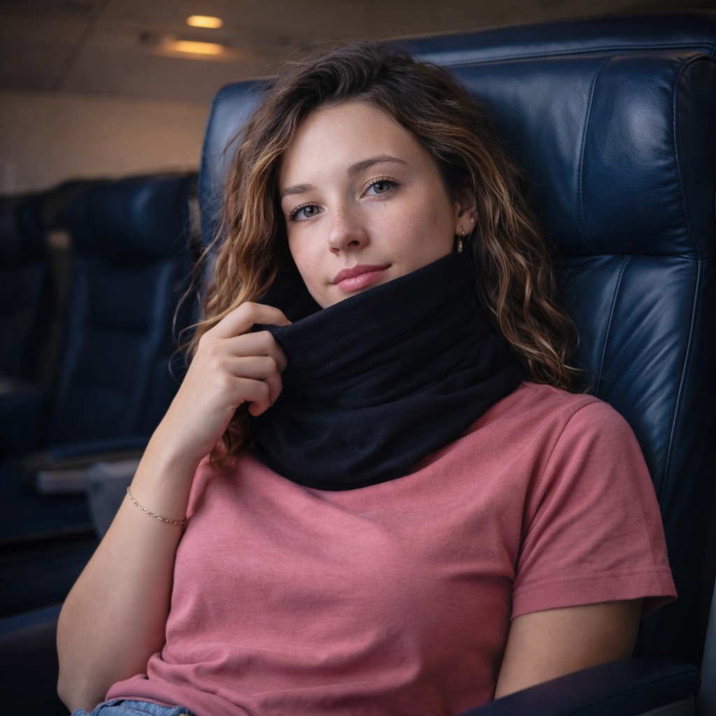 Almohada de viaje para el cuello — Diseño ultraligero de 95 gramos, soporte ergonómico en posición vertical