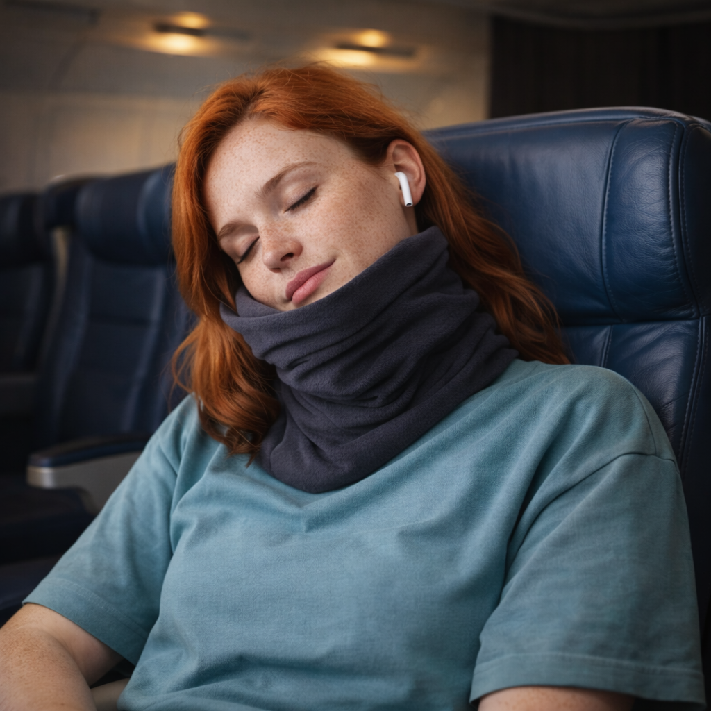 Almohada de viaje para el cuello — Diseño ultraligero de 95 gramos, soporte ergonómico en posición vertical