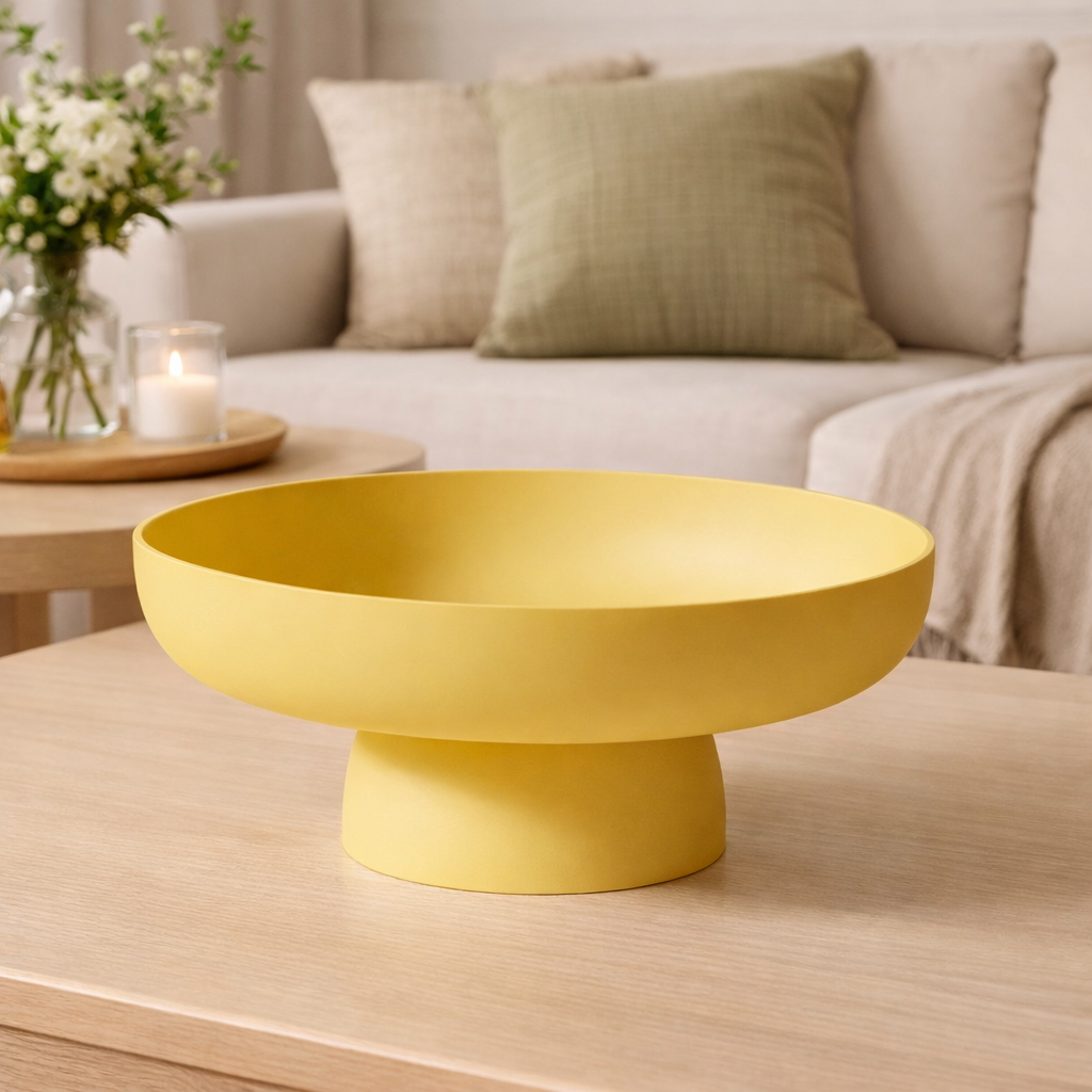 Retro Ceramic Fruit Bowl — Elevated Pedestal Base