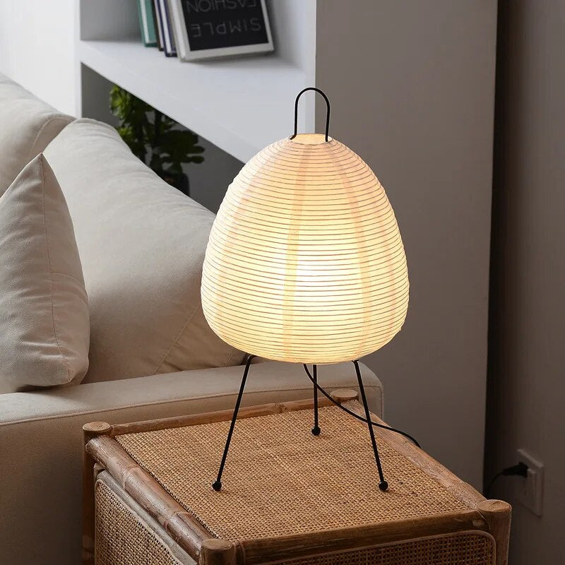 Minimalist Zen Table Lamp — Handformed Rice Paper Shade