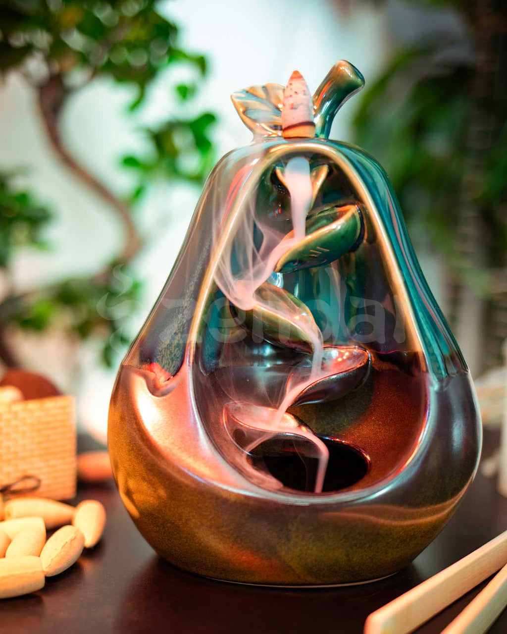 Backflow Incens With Oriental Design Creating A Downward Smoke Cascade For Relaxation